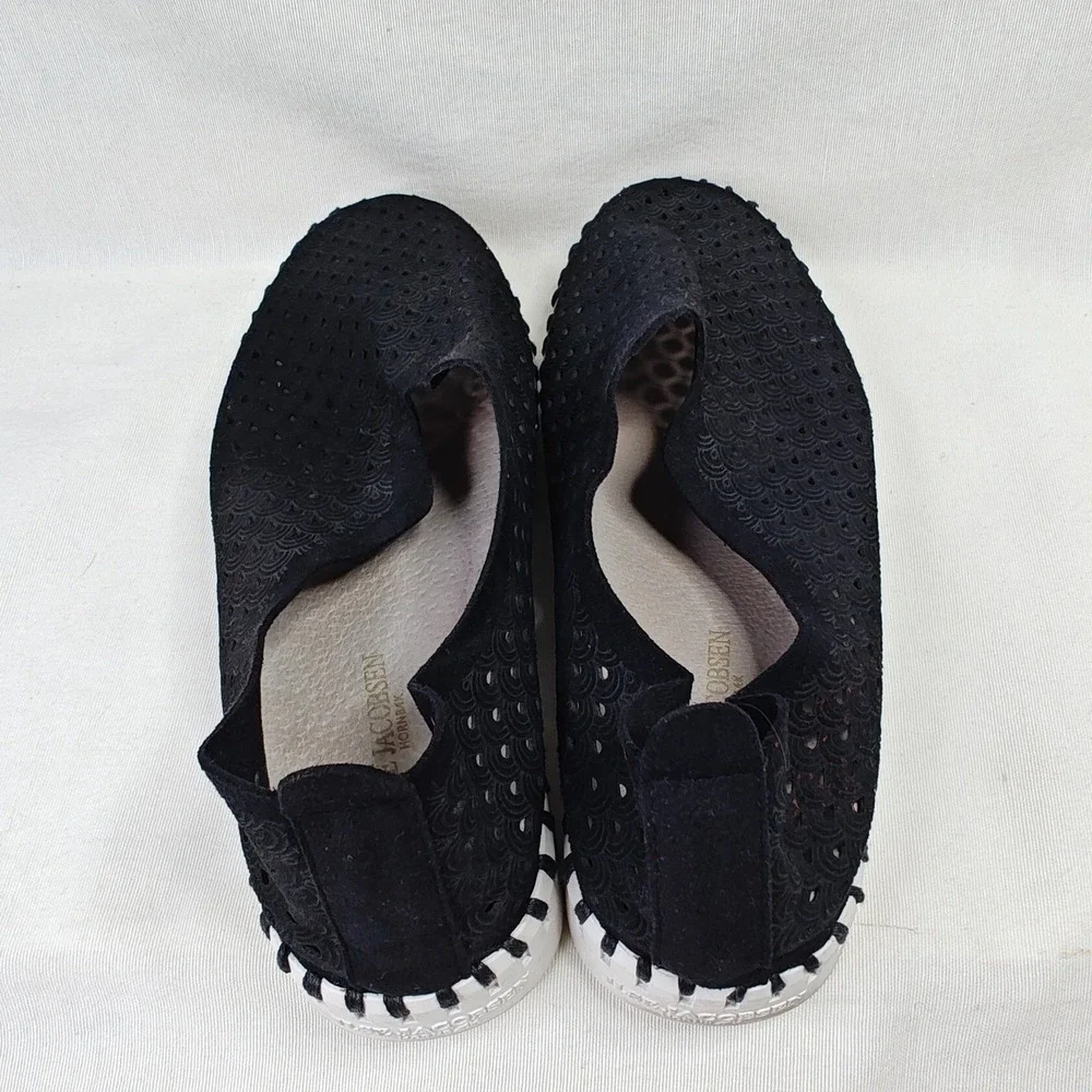 Ilse Jacobsen Tulip 139 Slip On Sneakers‎ 38 Black Laser Cut Scalloped Flats